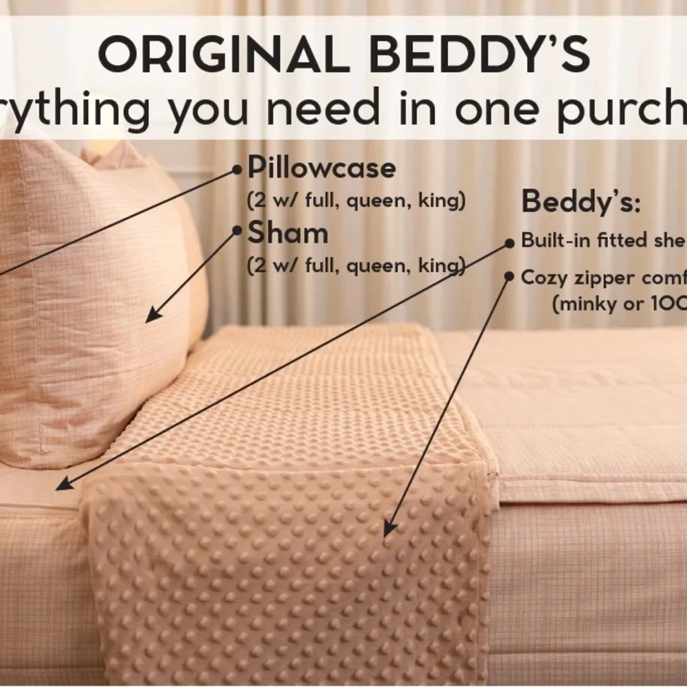 Beddy’s Kaylee Twin All Cotton Zipper Bedding - Blush